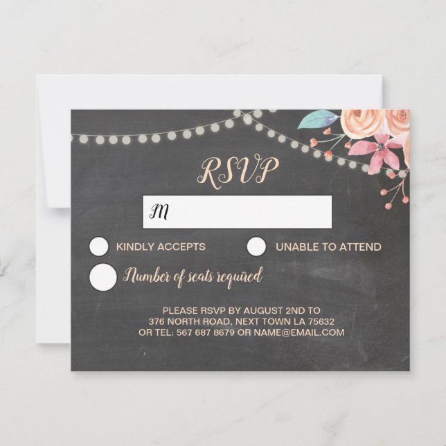 RSVP Bröllopskort Peach Korall Ljus Blomma OSA Kort (Framsida)