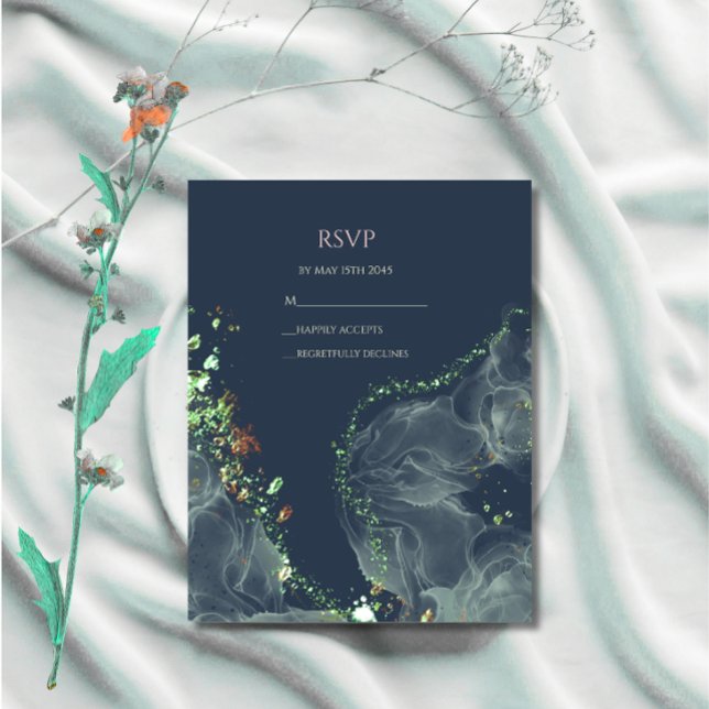 RSVP Bröllopskort Smaragdgrönt   OSA Kort (Skapare uppladdad)