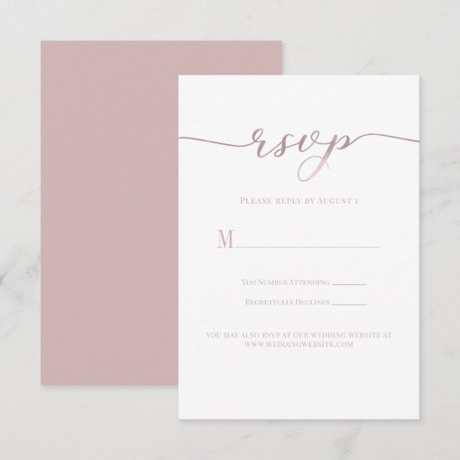 RSVP Bröllopssvar Bilaga Kort Rosa Manuskript (Fram/baksida)