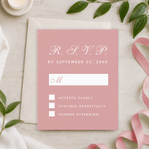 RSVP Budget Dammt Rosa Vitt Skript Svarskort