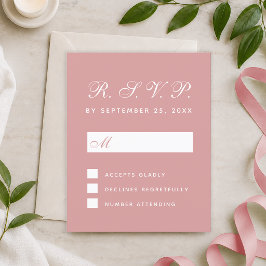 RSVP Budget Dammt Rosa Vitt Skript Svarskort