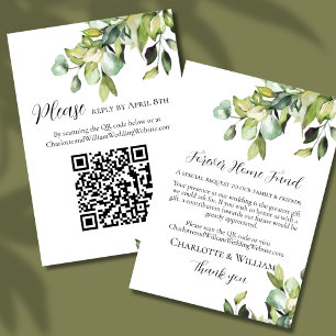 RSVP Cash Fund QR-kod Eleganta Gröna Botaniska Tilläggskort