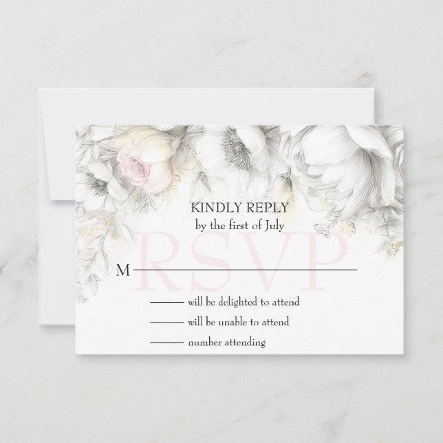 RSVP Classic Modern Elfenben och Rosenskiftande Bl OSA Kort (Framsida)