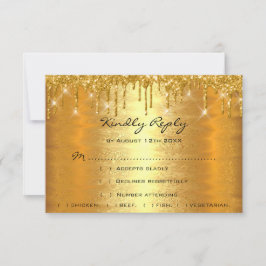 RSVP Drips Guld Glitter Bröllopsjubileum Lyx OSA Kort