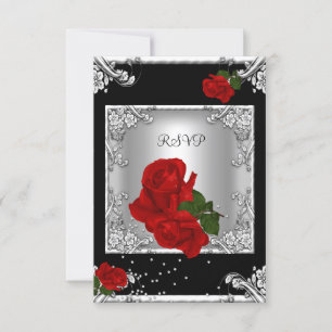 RSVP Elegant 50-årsfest Röda Roser Silver OSA Kort