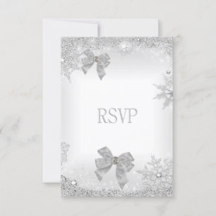 RSVP Elegant Bröllop Glitter Silver Vit Båge Set OSA Kort