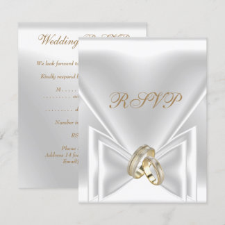 RSVP Elegant Bröllop Guld Silver Vitt Inbjudningar