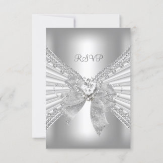 RSVP Elegant Bröllop Guld Silver Vitt OSA Kort