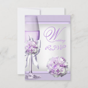 RSVP Elegant Bröllop Lavendel Lila Syren 3 OSA Kort