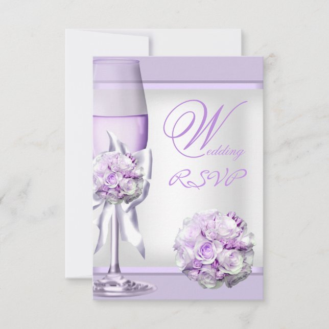 RSVP Elegant Bröllop Lavendel Lila Syren 3 OSA Kort (Framsida)