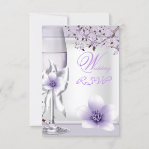 RSVP Elegant Bröllop Lavendel Lila Syren 6 OSA Kort