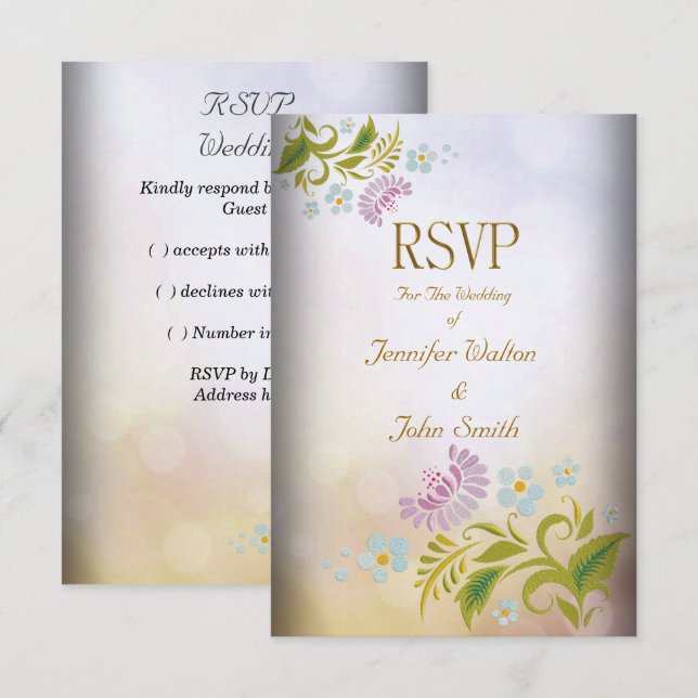 RSVP Elegant Event Guld Silver Vitt Inbjudningar (Fram/baksida)