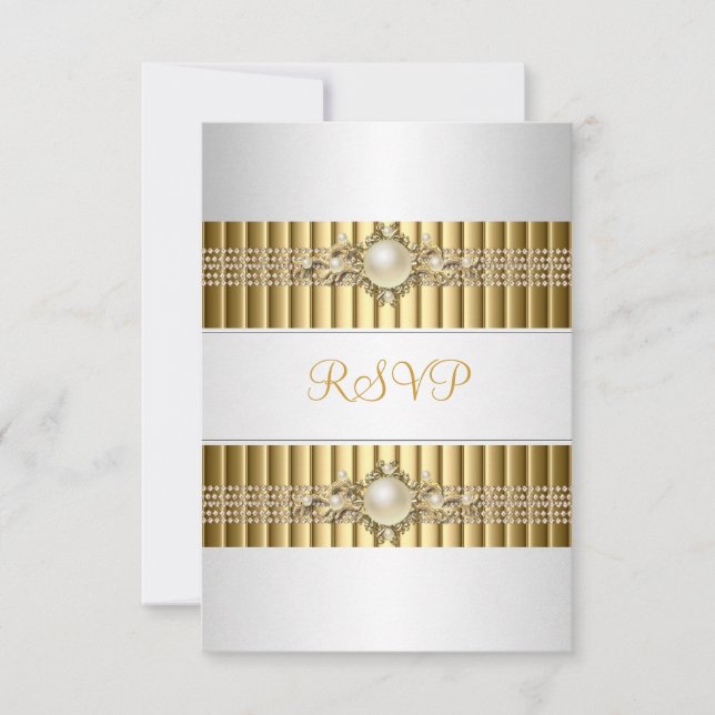 RSVP Elegant Vit Pärla Guld kedja 30-årsdag OSA Kort (Framsida)