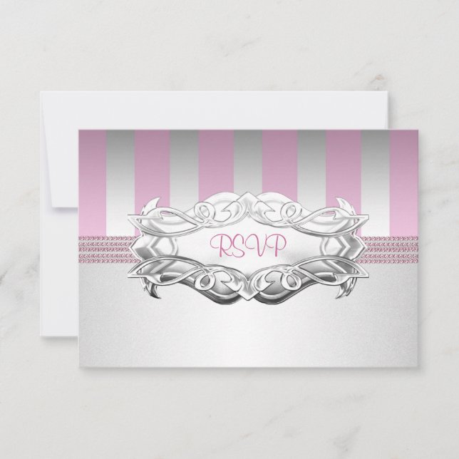 RSVP Elegant Vit Rosa Rand Pärl Födelsedag 2 OSA Kort (Framsida)