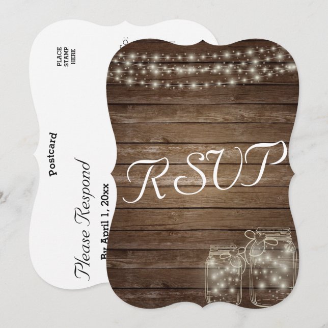 RSVP Eleganta Rustika Murbruksljus Inbjudningar (Fram/baksida)