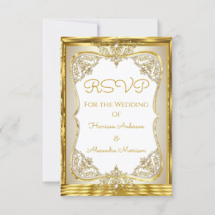 RSVP Elite Bröllop Guld Vit beige Kräm Pärl OSA Kort