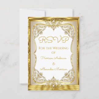 RSVP Elite Bröllop Guld Vit beige Kräm Pärl OSA Kort