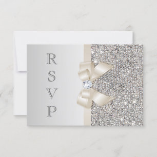 RSVP Falskt Silver Glitter Ljust Champagneband OSA Kort