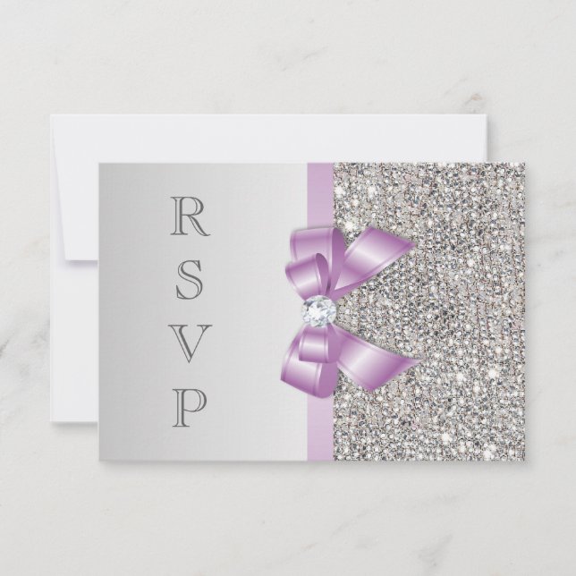 RSVP Faux Silver Glittrande Lila Slinga OSA Kort (Framsida)