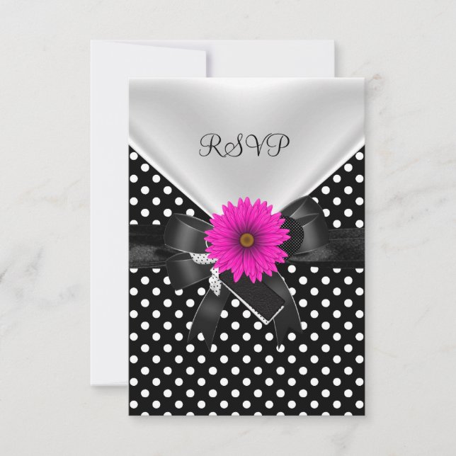 RSVP Festplats Polka Dot  Svart Vit Rosa OSA Kort (Framsida)