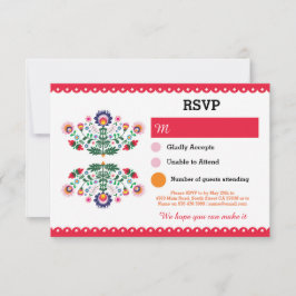 RSVP Fiesta Mexikansk tryckt kort Röd Bröllopsfest