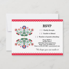 RSVP Fiesta mexikanskt tryckkort Rött bröllopsfest OSA Kort