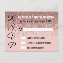RSVP för  Rosa vid RSVP:er i Ro Glitter-miniatyrdi Inbjudan Vykort