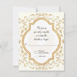 RSVP Fyrklöver Ram Skript Slingrande Guld Glitter OSA Kort