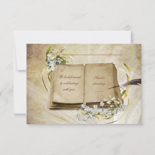 RSVP- Gammalt bröllopsbok OSA Kort (Framsida)