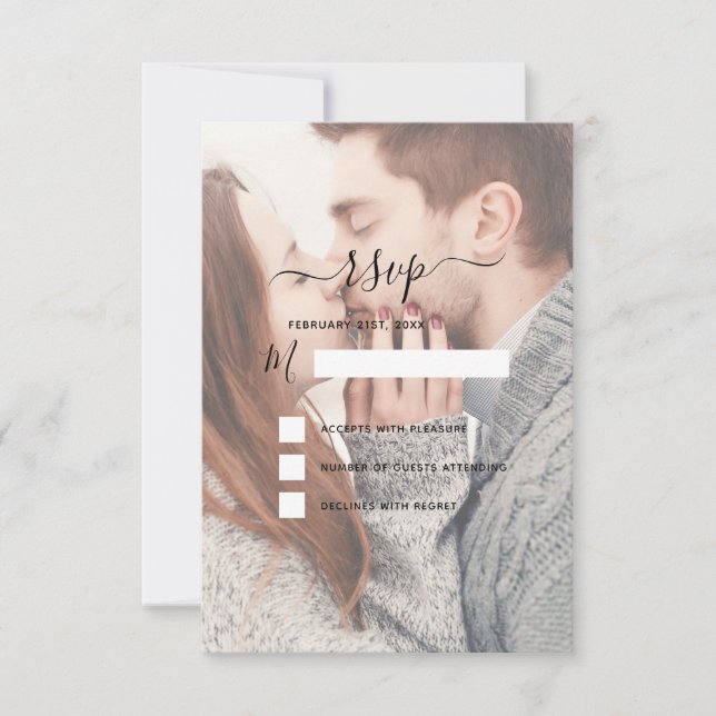RSVP Genomskinlig Foto Bröllop och Typografi Inbjudningar (Framsida)