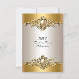 RSVP Guld Kräm Elegant Födelsedagsfirande Pärla OSA Kort