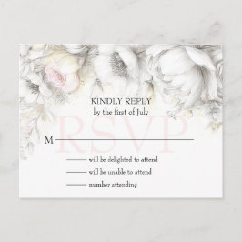 RSVP Klassisk Modern Elfenben och Rosafärgad Blomm Vykort
