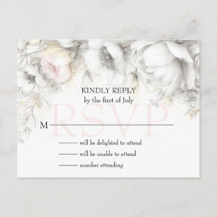 RSVP Klassisk Modern Elfenben och Rosafärgad Blomm Vykort