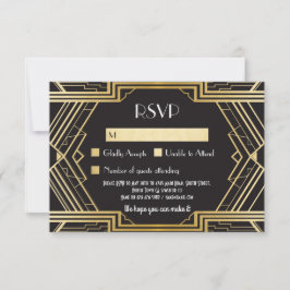 RSVP-kort 1920-tal Vintage Gatsby bröllopsinbjudni OSA Kort