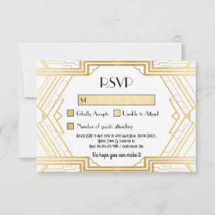 RSVP-kort 1920-tal Vintage Gatsby bröllopsinbjudni OSA Kort