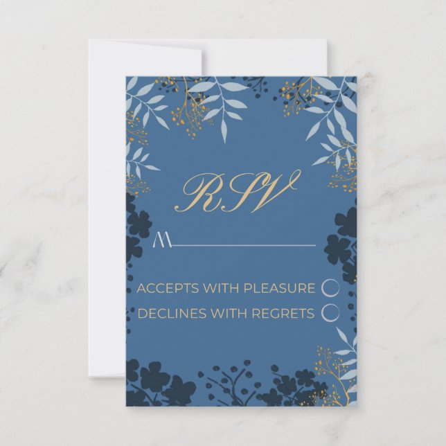 RSVP-kort Bröllop Eleganta blad Spara Datumet (Framsida)
