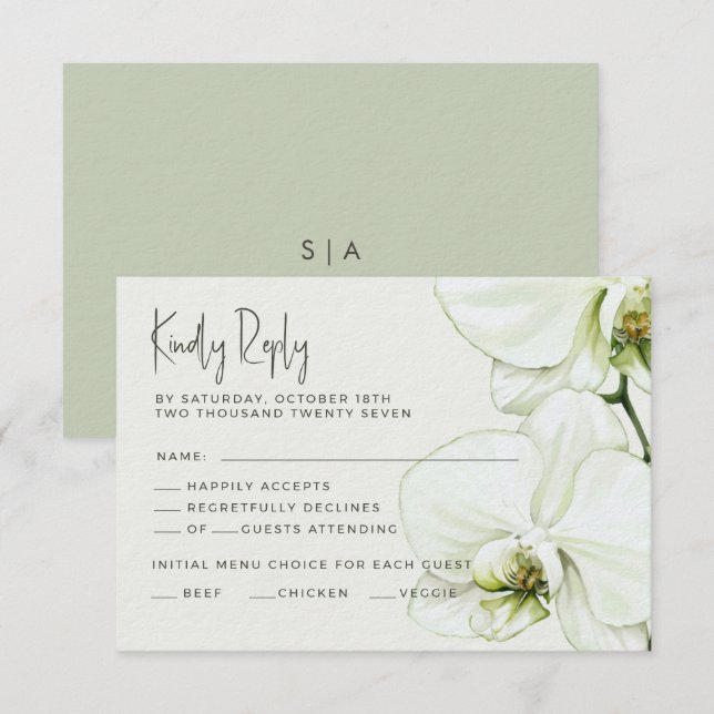 RSVP-kort Bröllopsorkidé. OSA Kort (Fram/baksida)