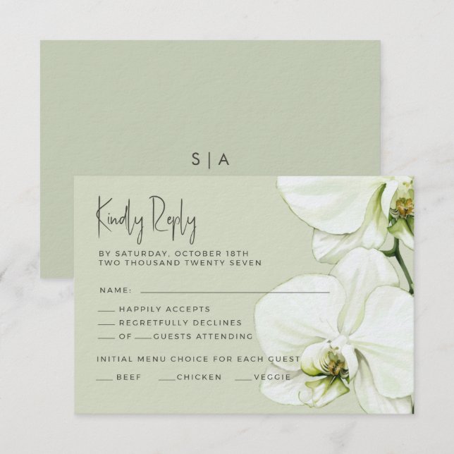 RSVP-kort Bröllopsorkidé. OSA Kort (Fram/baksida)
