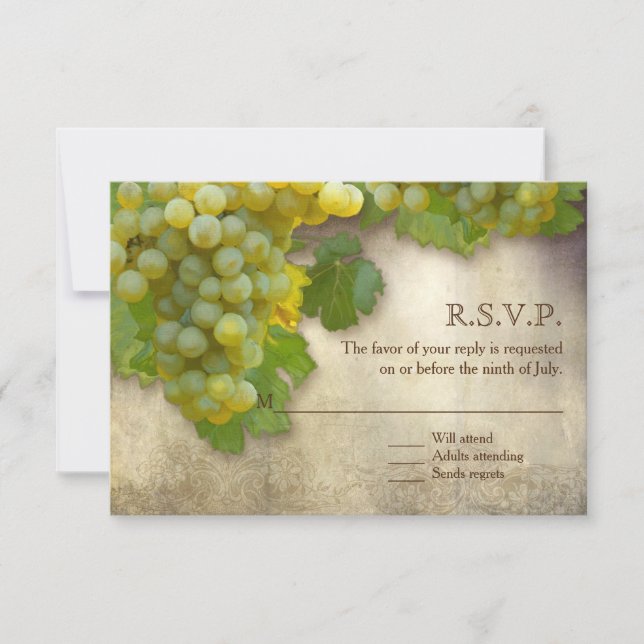 RSVP-kort Liten Chardonnay Wine Country Art Inbjudningar (Framsida)