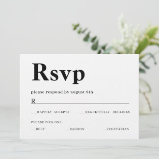 RSVP-kort med fet text Inbjudningar