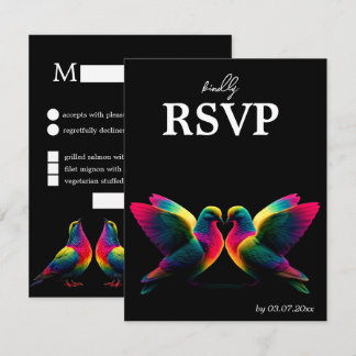 🌈 RSVP-kort med meny & QR-kod Doves of Promise