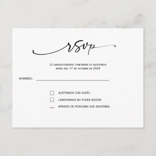 RSVP-kort Minimalistisk Elegant Bröllop Utskrivb Vykort