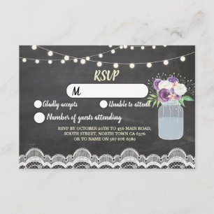 RSVP Krita Spets Bröllop Rustika Ljus Blommig Kruk Inbjudningar