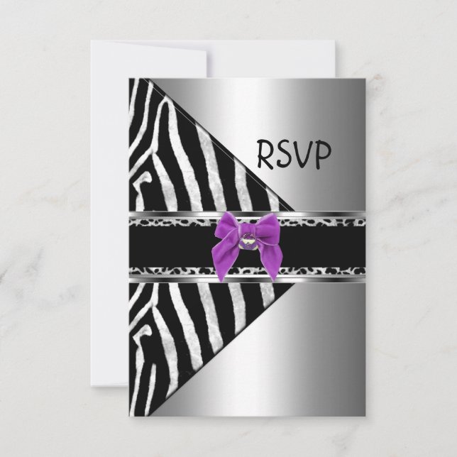RSVP Lila Silver Svart Zebra Leopard OSA Kort (Framsida)