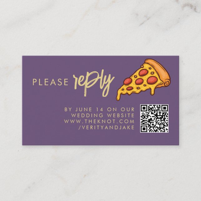 RSVP Lila Syren Guld PIZZA Modern Minimalistisk Ch Tilläggskort (Framsida)