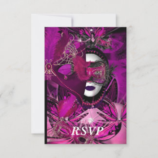 RSVP Maskeradbal Mask Svart Rosa Lila OSA Kort