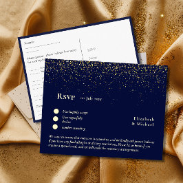 RSVP med meny mall | Marinblå Guld