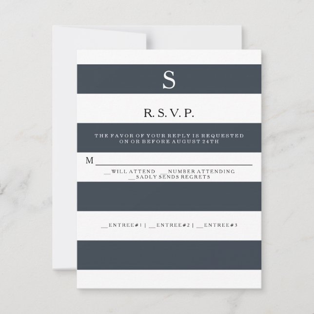 RSVP MODERN Chic breda ränder Monogrammerad OSA Kort (Framsida)