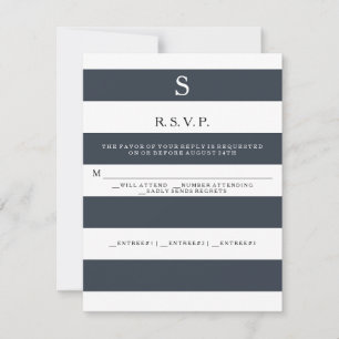 RSVP MODERN Chic breda ränder Monogrammerad OSA Kort