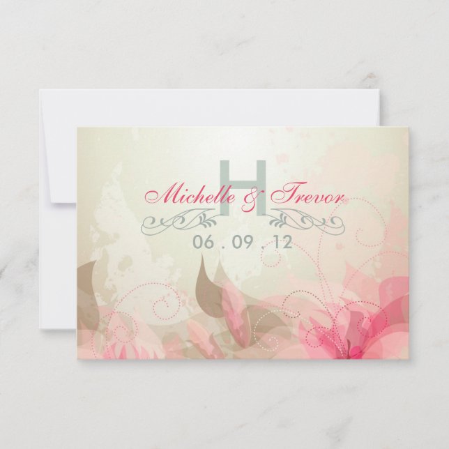 RSVP - Moderna Abstrakt Blommiga Bröllopsinbjudnin OSA Kort (Framsida)